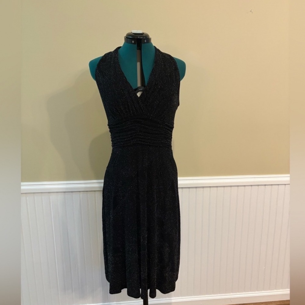 Evan Picone Women's Size 6 Black Sparkle Halter Cocktail Party Dress EUC